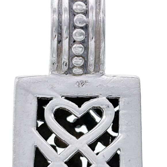 Vintage Sterling Silver 925 Rectangular Ornate Filigree Pendant - Picture 5 of 6